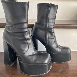 real leather platform boots